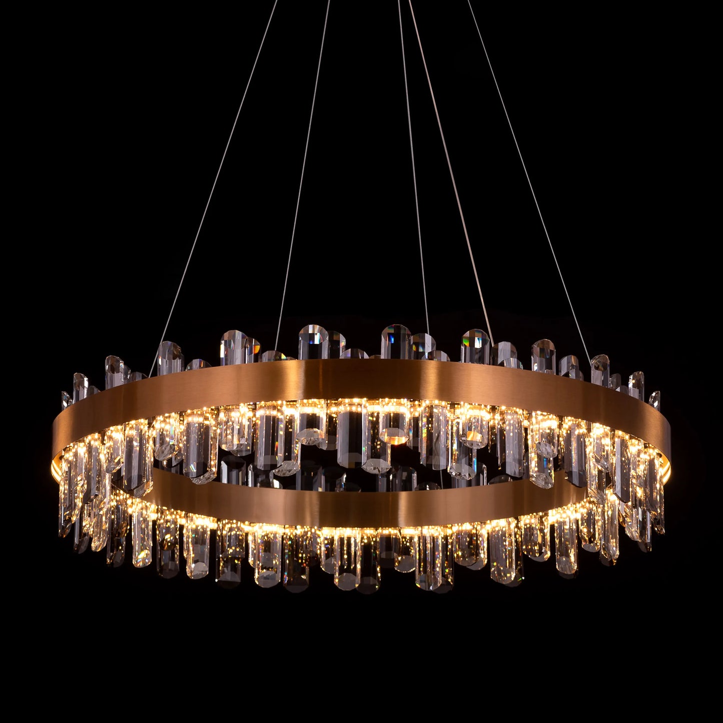 Start From Scratch (Large, Gold, Dimmable LED with Remote Control) Round Crystal Chandelier