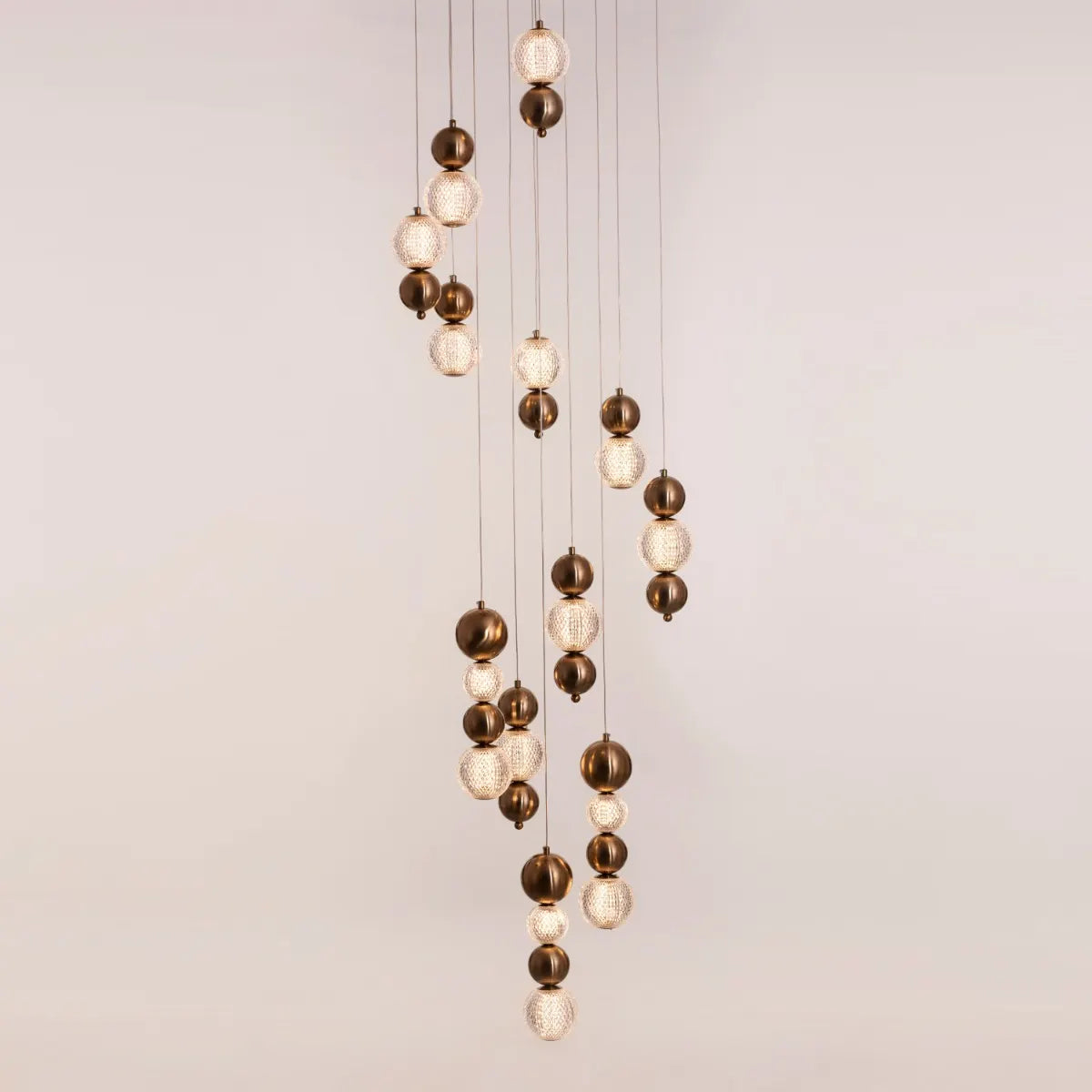 Meant For Me (Gold, Dimmable LED with Remote Control) Double Height Chandelier