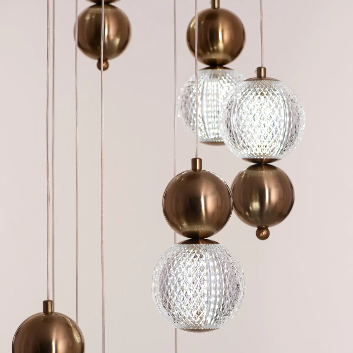 Meant For Me (Gold, Dimmable LED with Remote Control) Double Height Chandelier