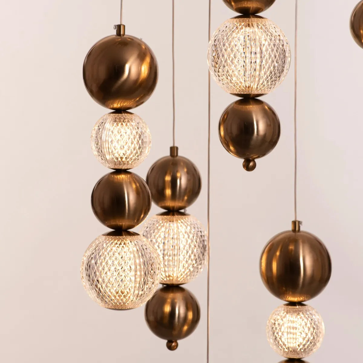 Meant For Me (Gold, Dimmable LED with Remote Control) Double Height Chandelier