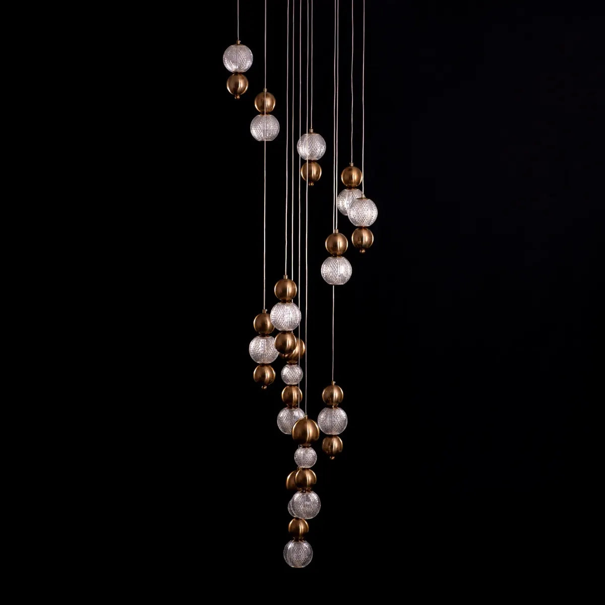Meant For Me (Gold, Dimmable LED with Remote Control) Double Height Chandelier