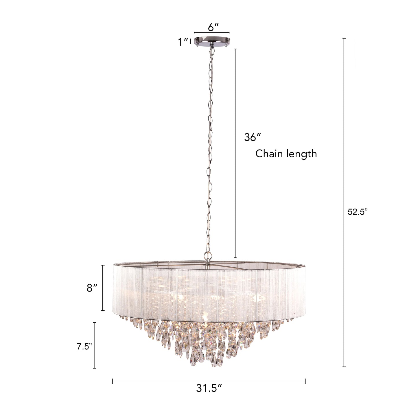 Drop Dead Gorgeous Crystal Chandelier with cascading layers of sparkling crystals.