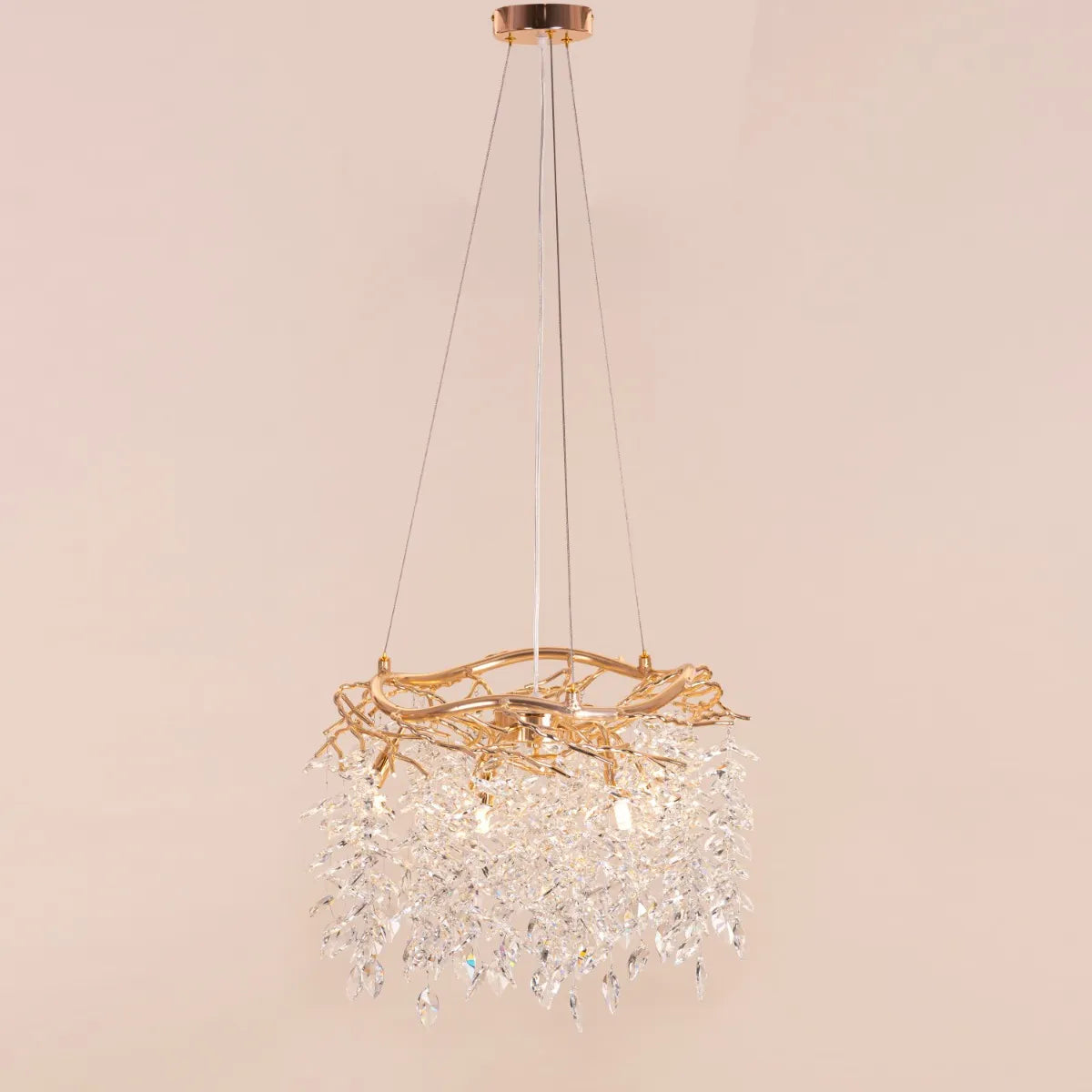 Moral Of The Story tree branch crystal chandelier with nature-inspired design.