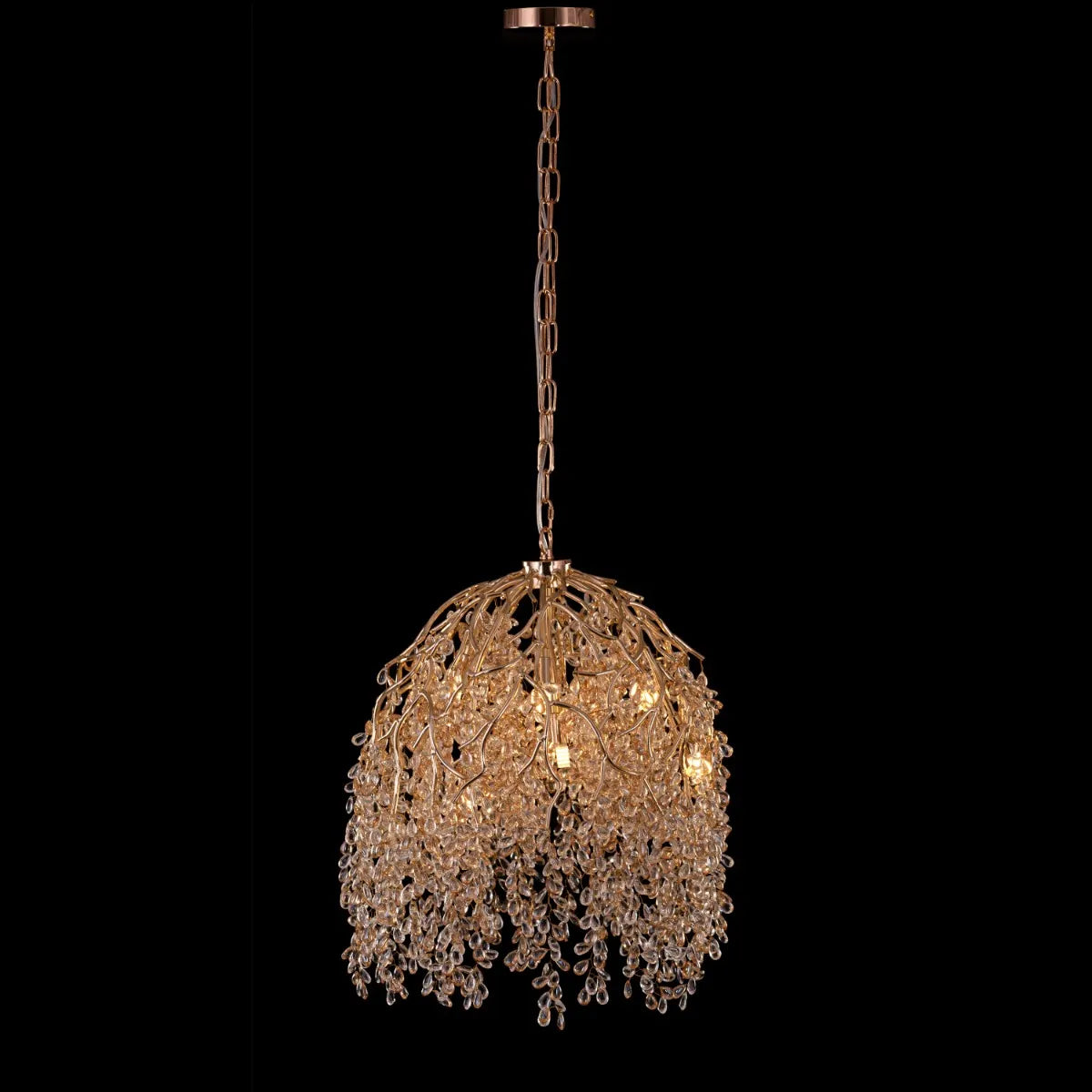 Poets That Write (Small, Gold) Tree Branch Crystal Chandelier