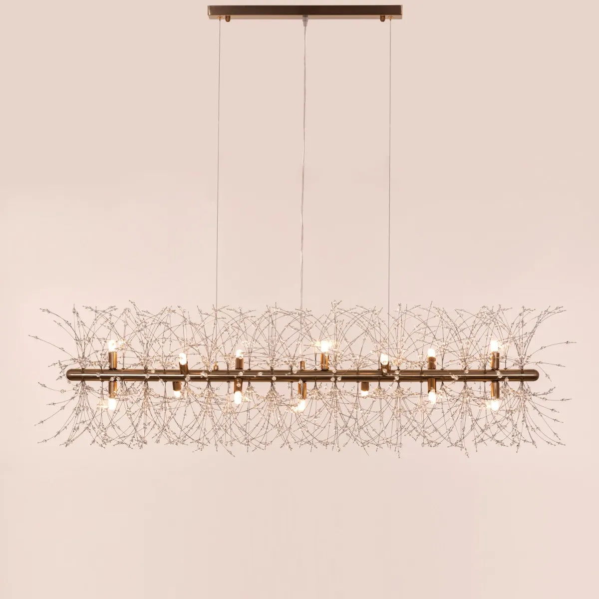 Touch The Clouds Gold Rectangular Crystal Chandelier