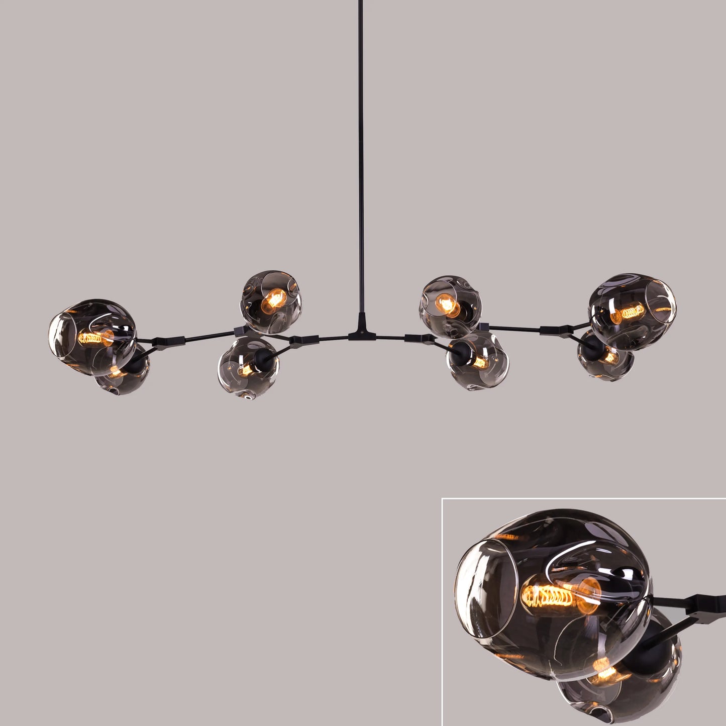 Games People Play (Large, Black, Smokey Grey) Glass Chandelier