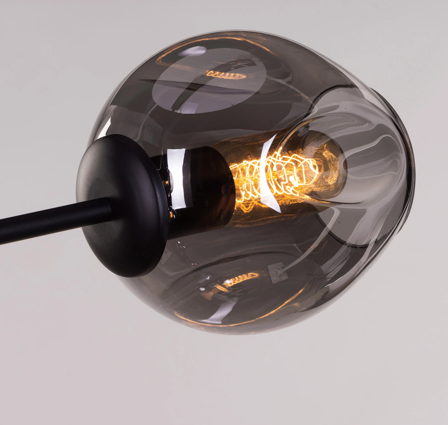 Twist In The Tale (Black, Smokey Grey, 8 Head) Glass Chandelier