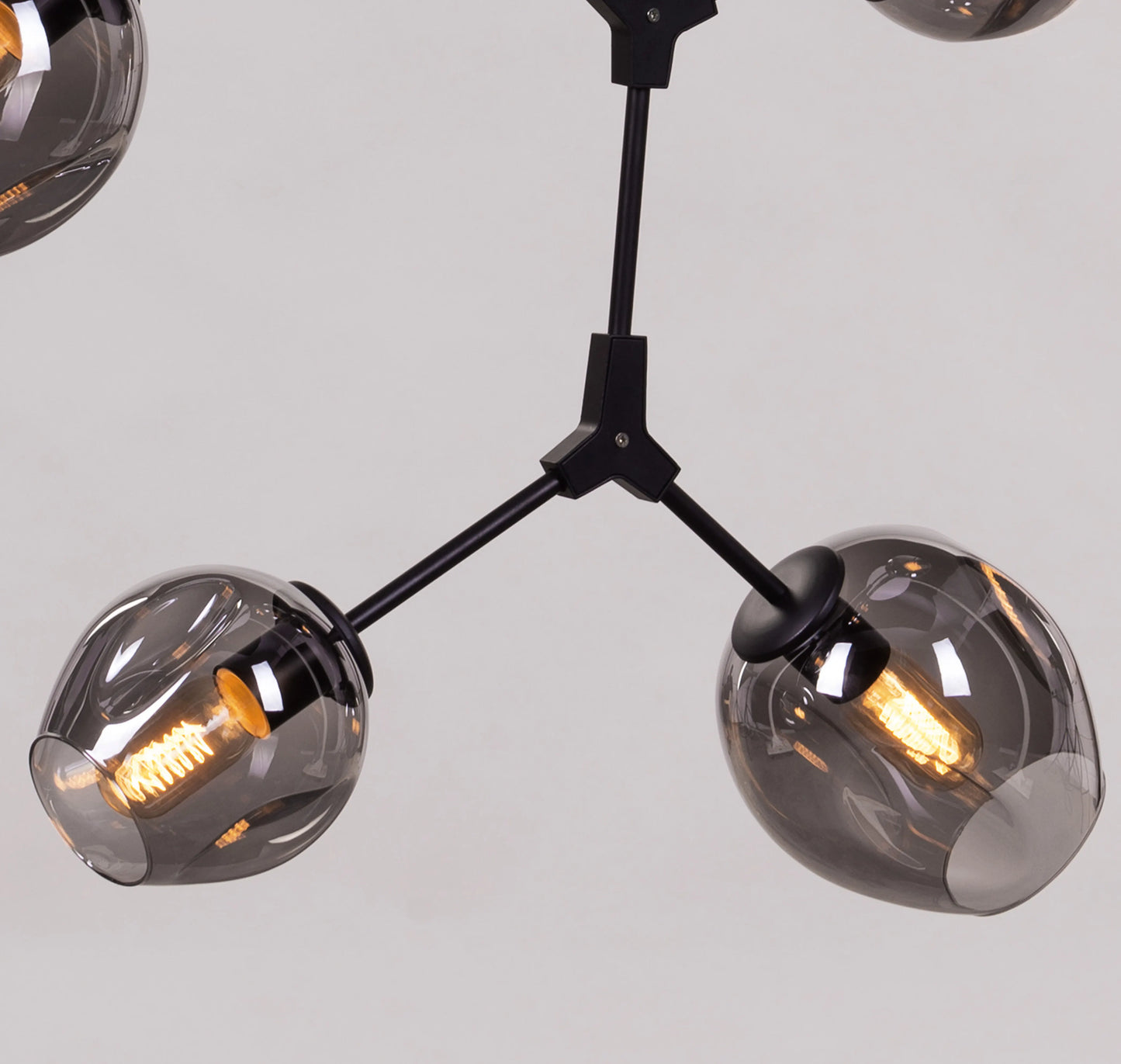 Twist In The Tale (Black, Smokey Grey, 8 Head) Glass Chandelier
