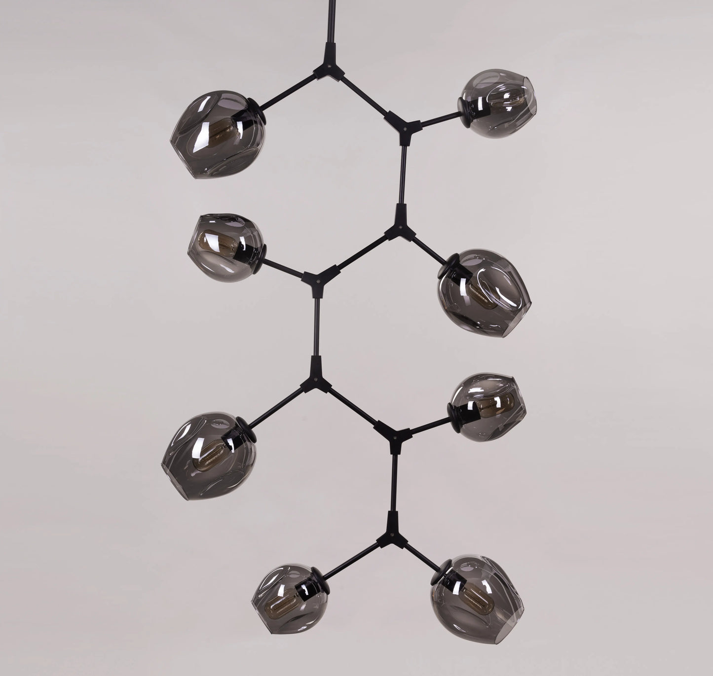 Twist In The Tale (Black, Smokey Grey, 8 Head) Glass Chandelier