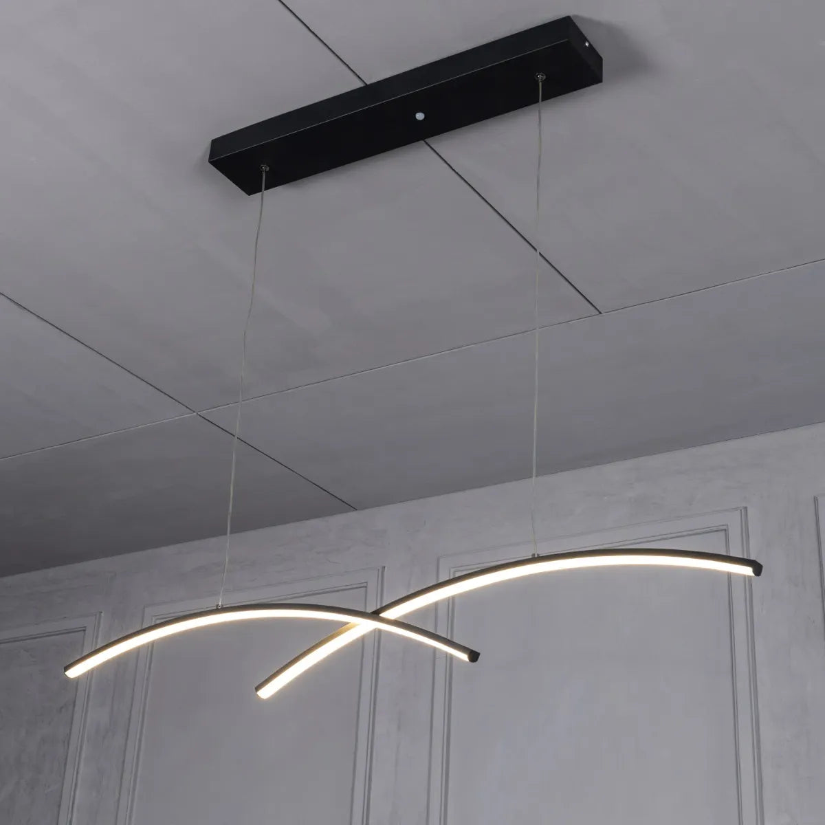 Half Mast (Large, Black, 3 Color Dimmable LED with Remote Control) Chandelier