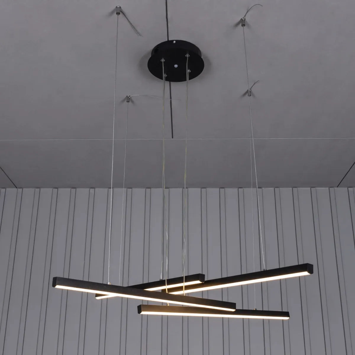 Medium-sized Daytime Dawn black chandelier with elegant LED lighting