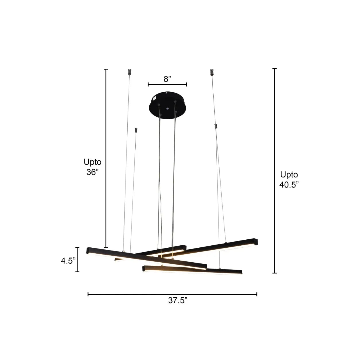 Medium-sized Daytime Dawn black chandelier with elegant LED lighting