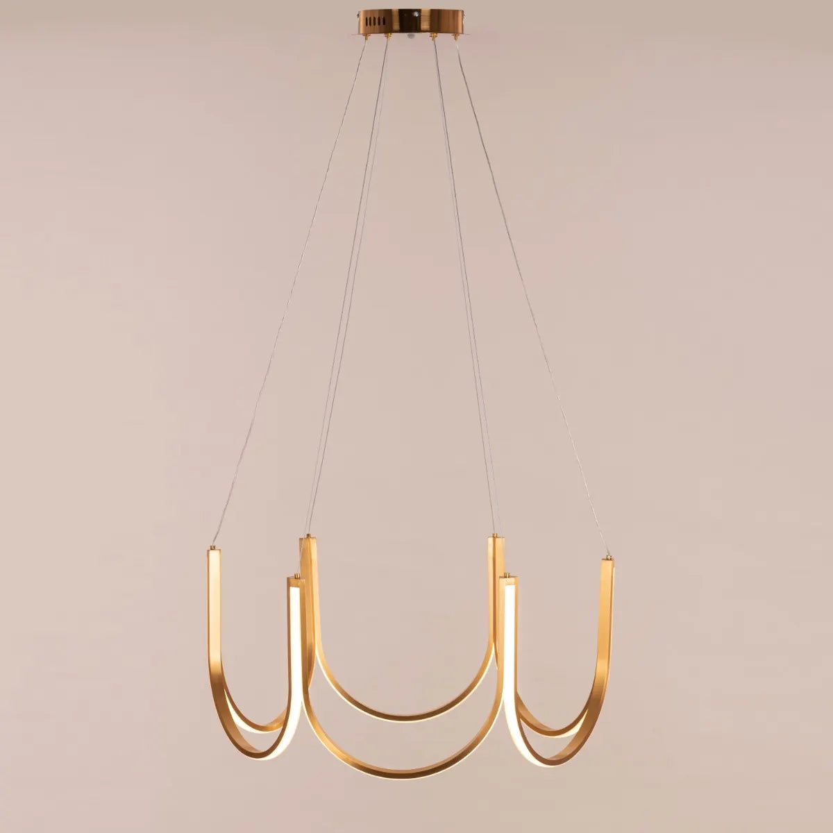 Medium gold chandelier with dimmable LED lights