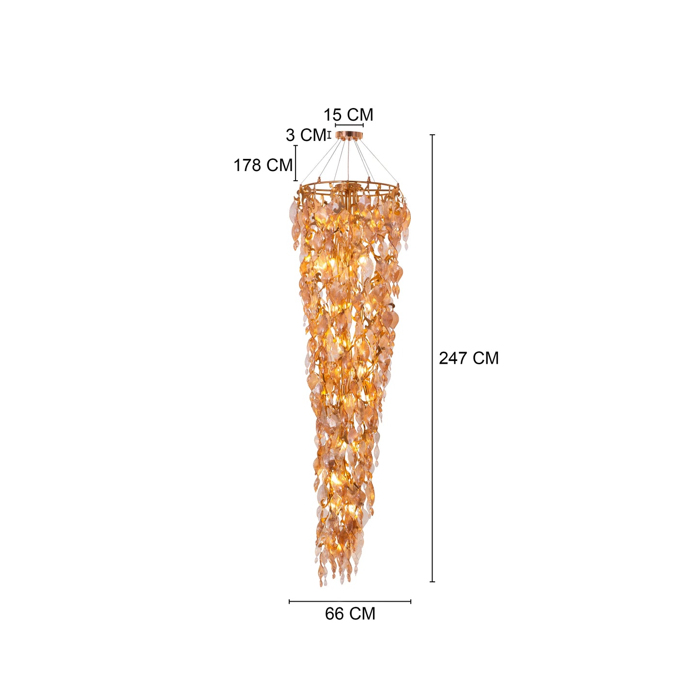 Golden Hour Chandelier in gold and amber finish