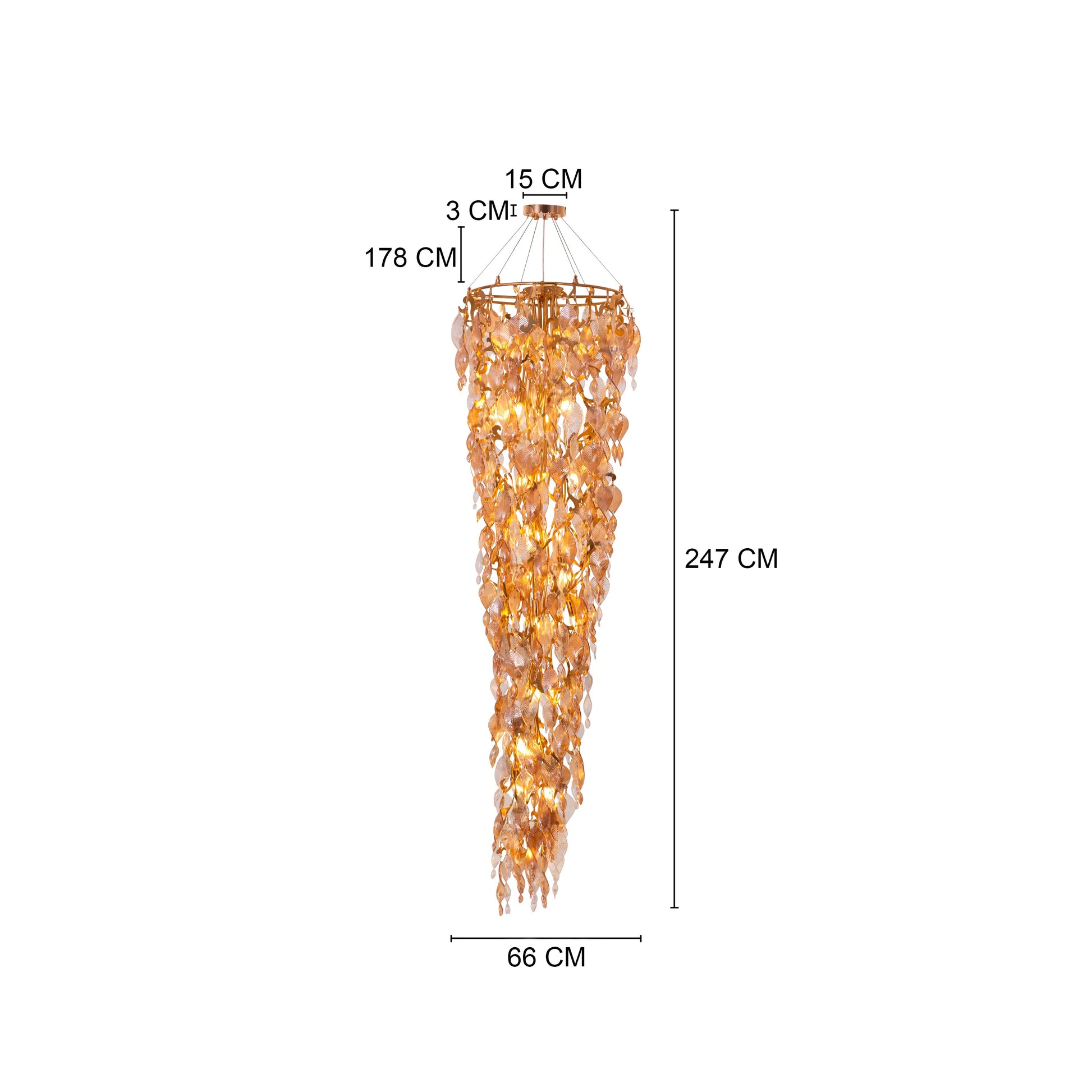 Golden Hour Chandelier in gold and amber finish