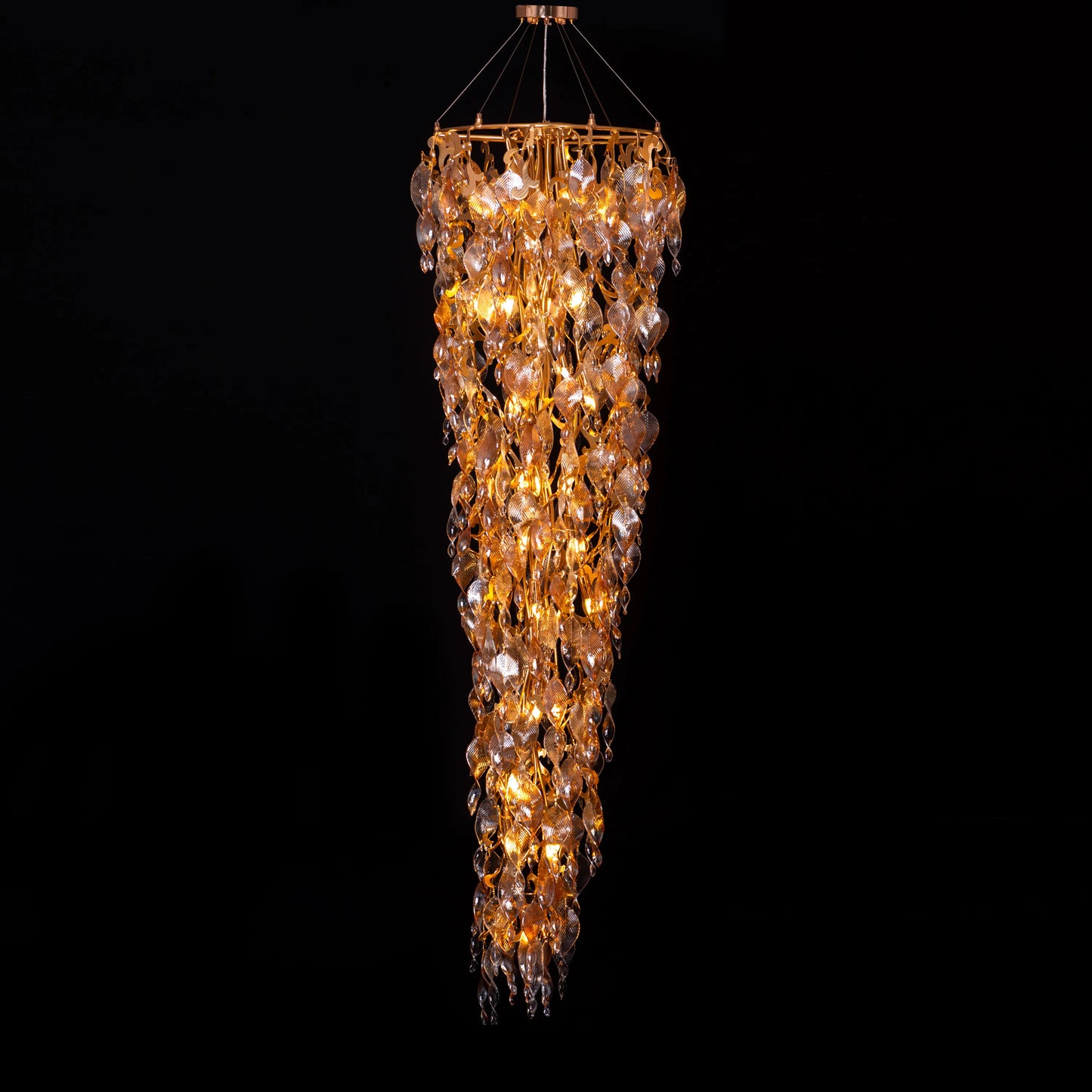 Golden Hour (Gold, Amber) Crystal Double Height Chandelier