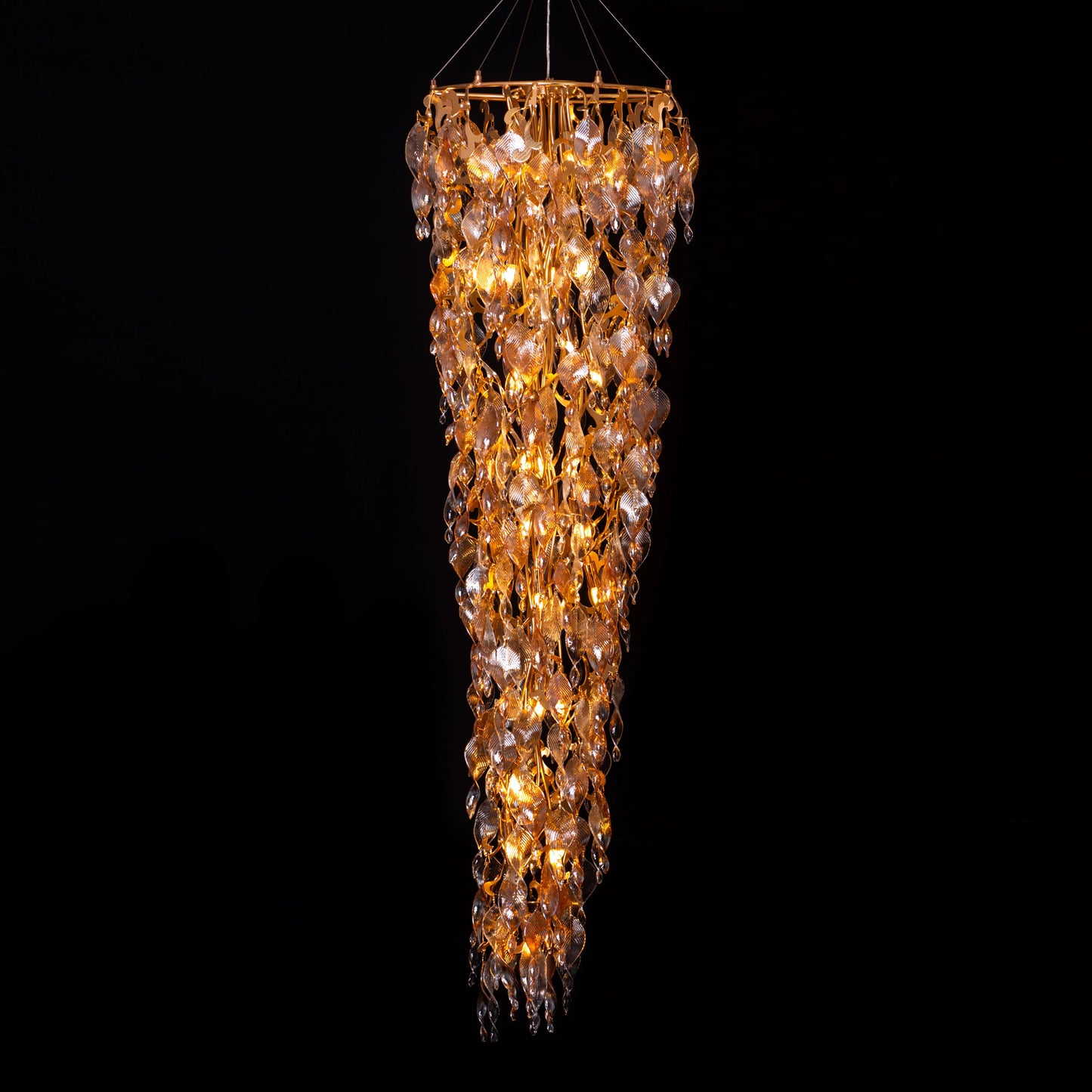 Golden Hour (Gold, Amber) Crystal Double Height Chandelier