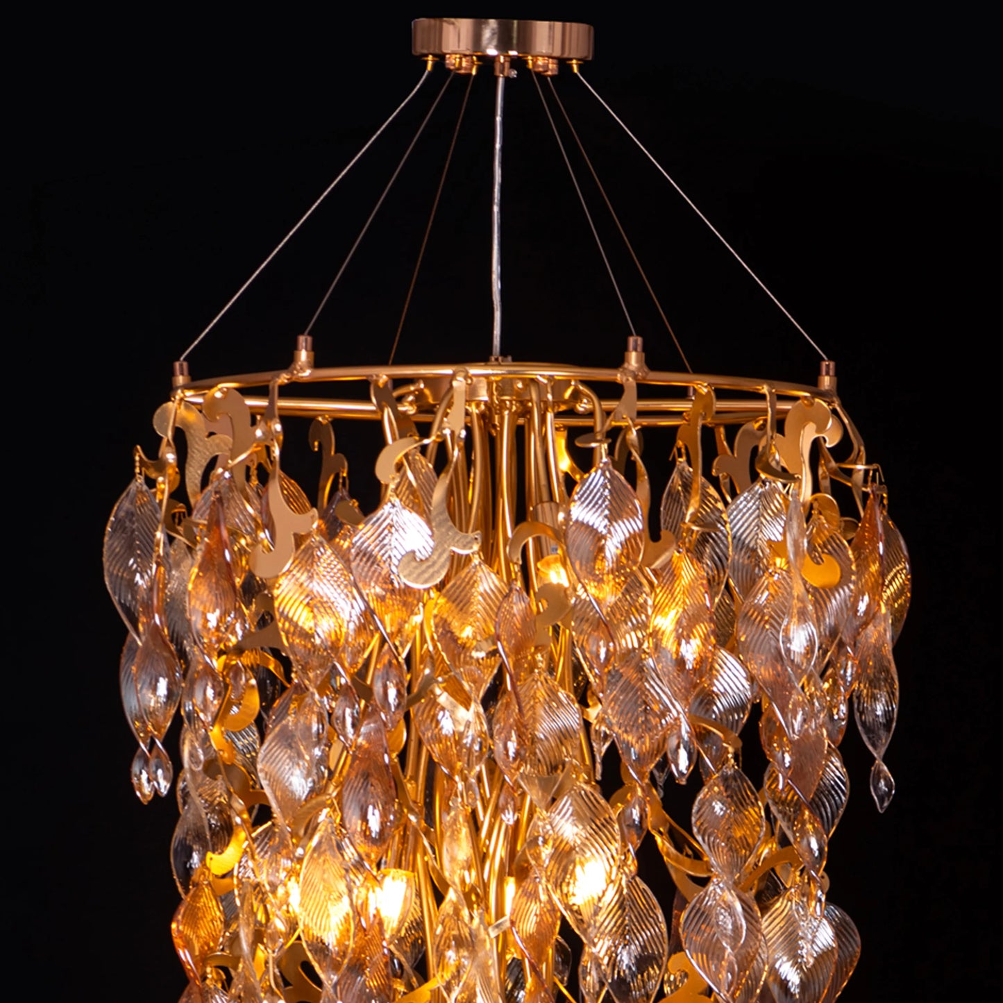Golden Hour (Gold, Amber) Crystal Double Height Chandelier