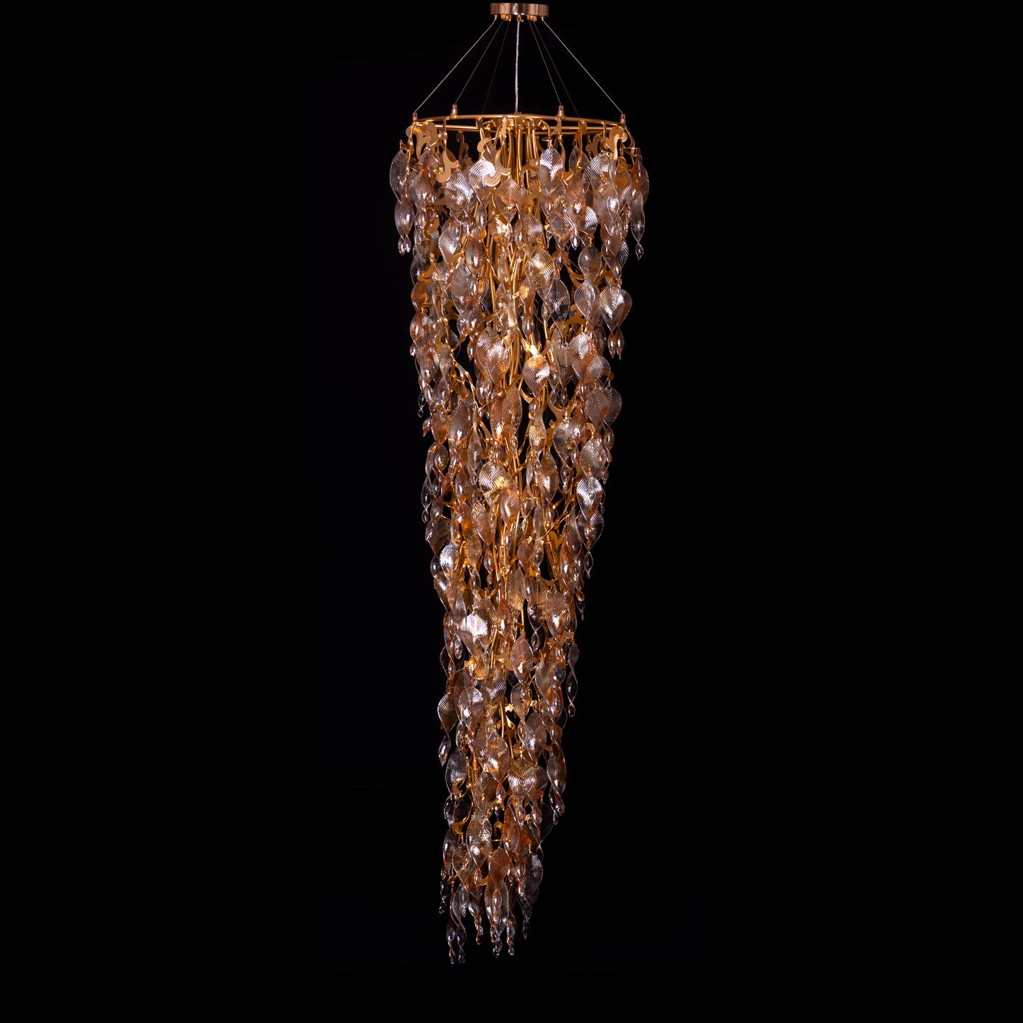Golden Hour (Gold, Amber) Crystal Double Height Chandelier