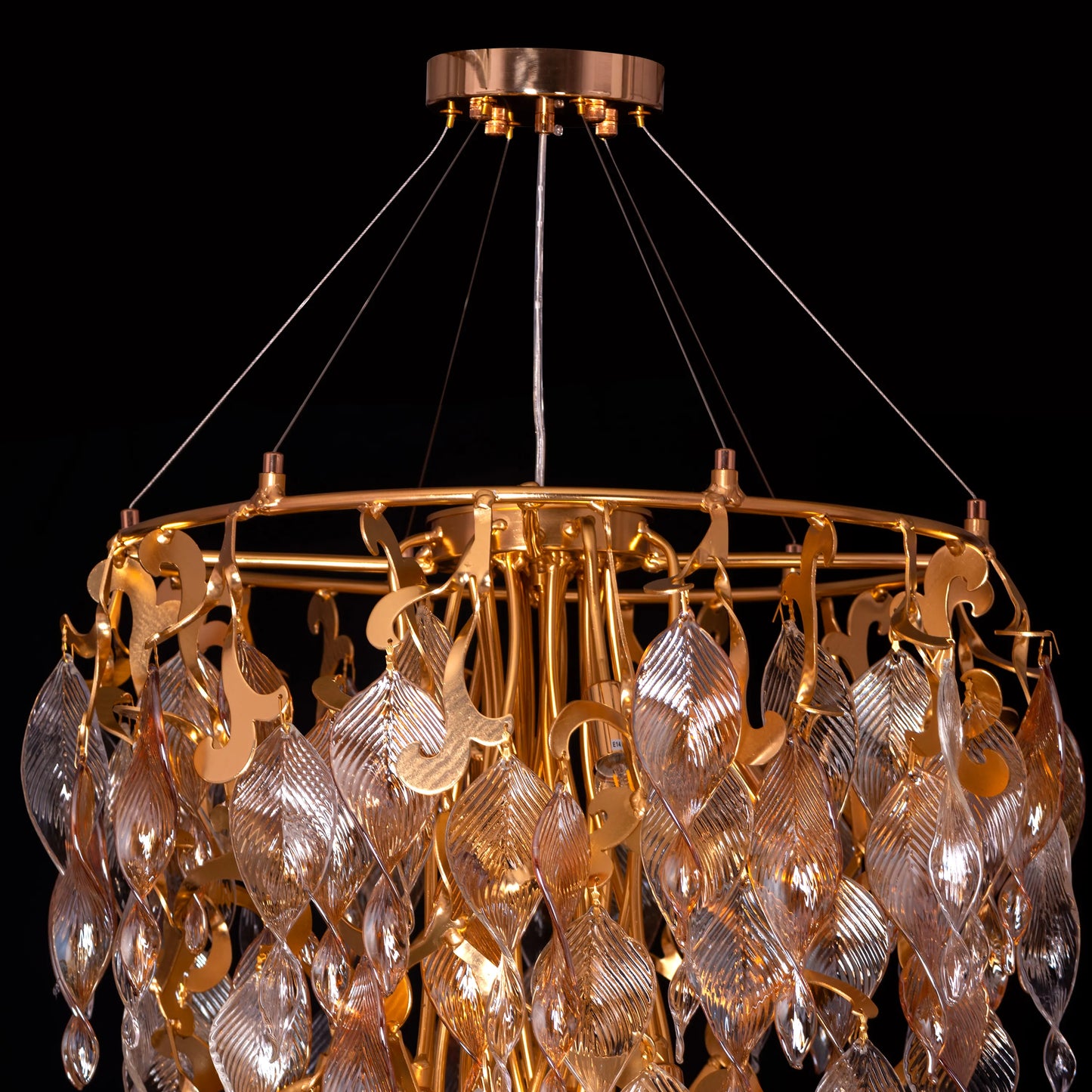 Golden Hour (Gold, Amber) Crystal Double Height Chandelier