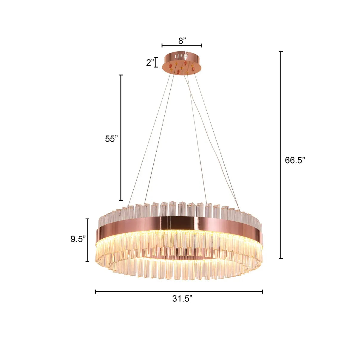 Lighting Up Lisbon Crystal Chandelier illuminating a stylish dining room.