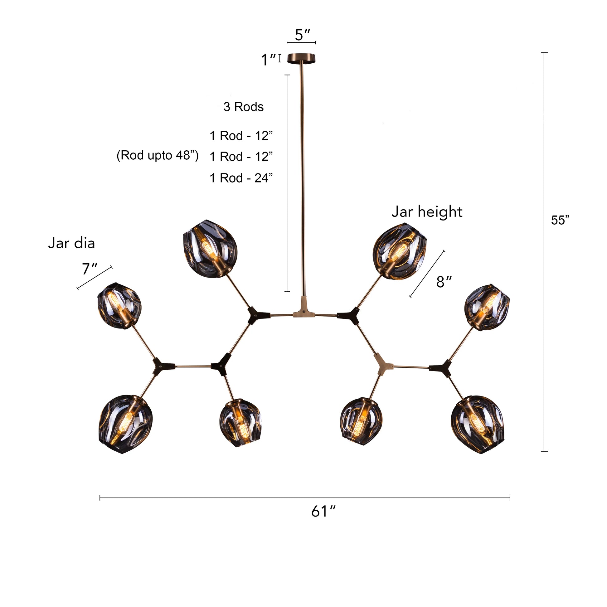 Games People Play Cognac Glass Chandelier with elegant glass shades.