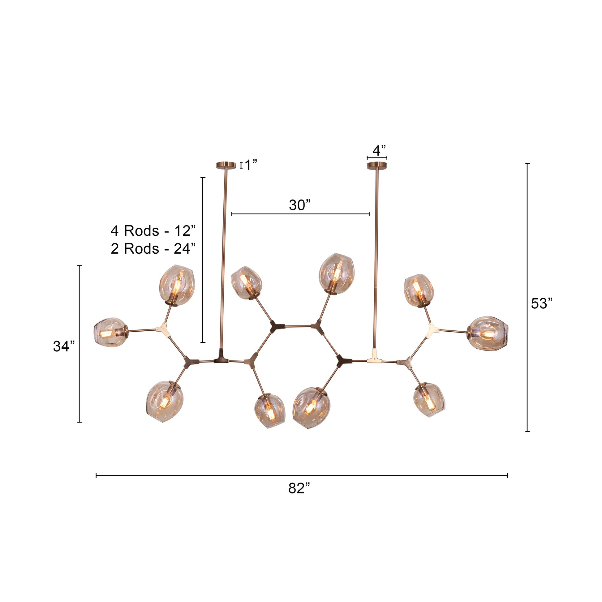 Games People Play Cognac Glass Chandelier with elegant glass shades.