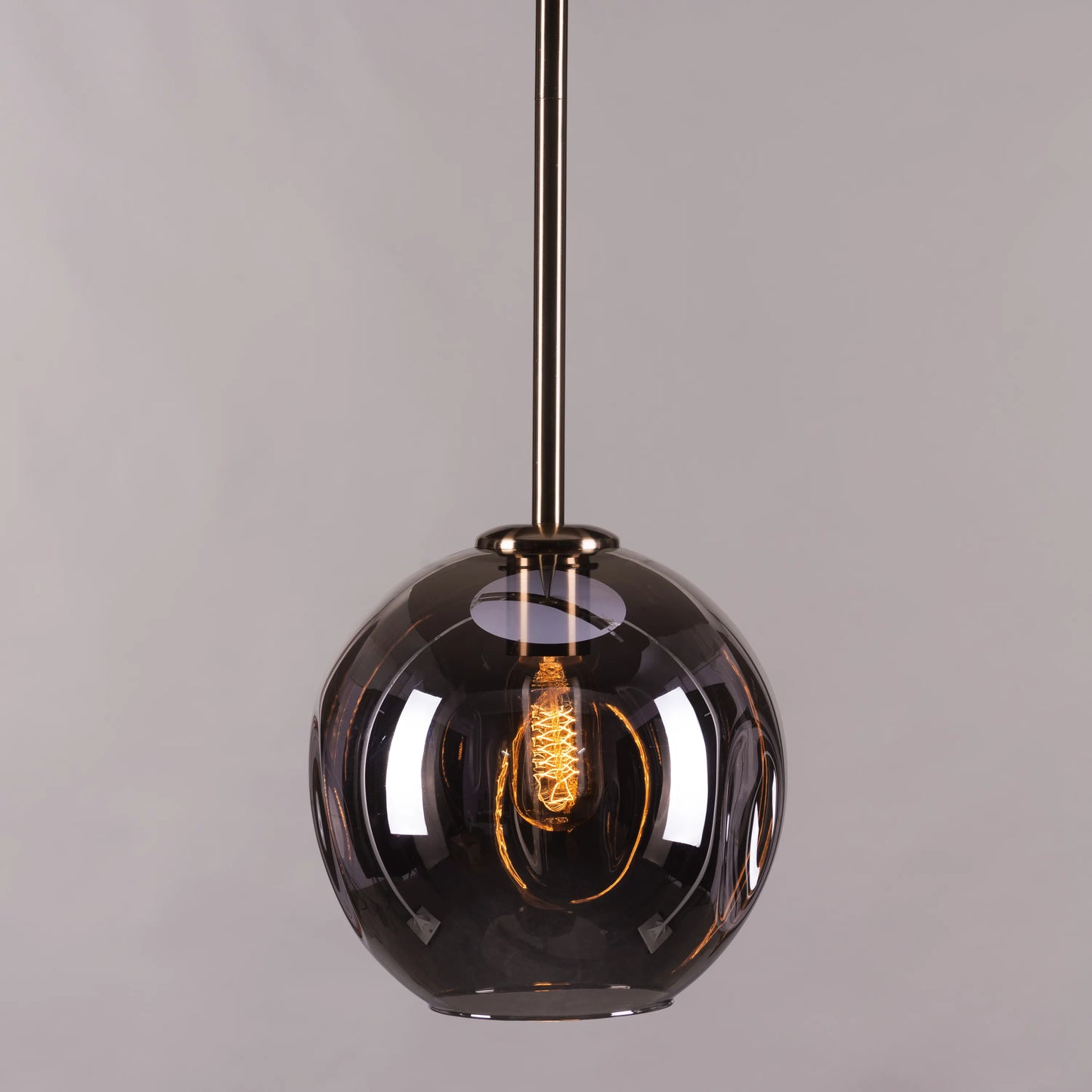 Tear Drop (Smokey Grey, Gold) Glass Pendant Light