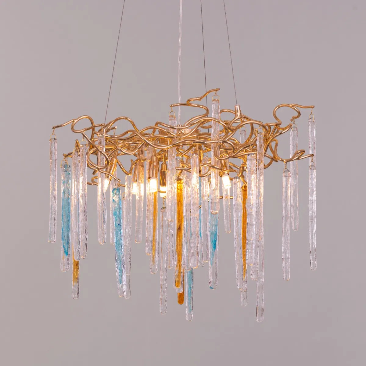 Elegant crystal chandelier with garden-inspired floral design