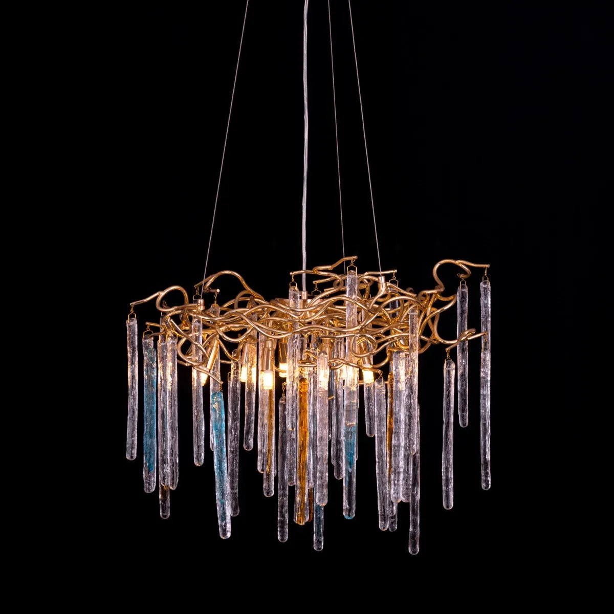 Elegant crystal chandelier with garden-inspired floral design