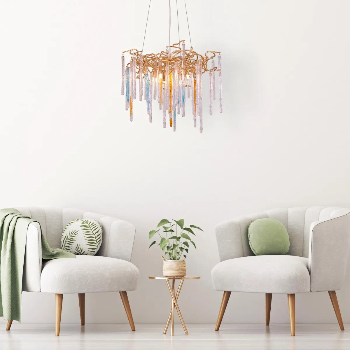 Elegant crystal chandelier with garden-inspired floral design