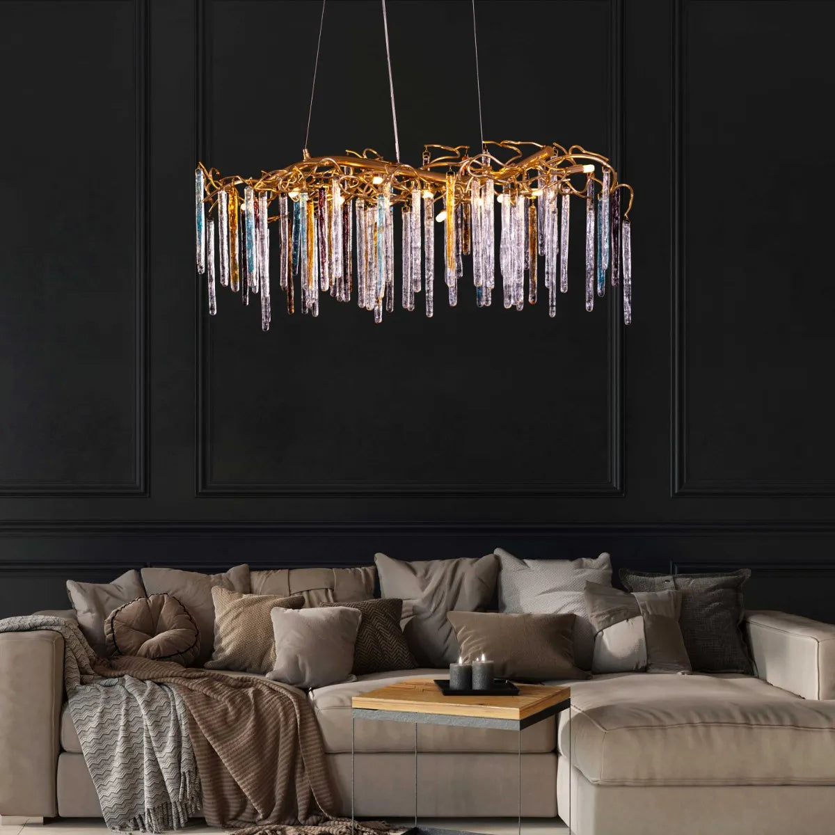 Elegant crystal chandelier with garden-inspired floral design