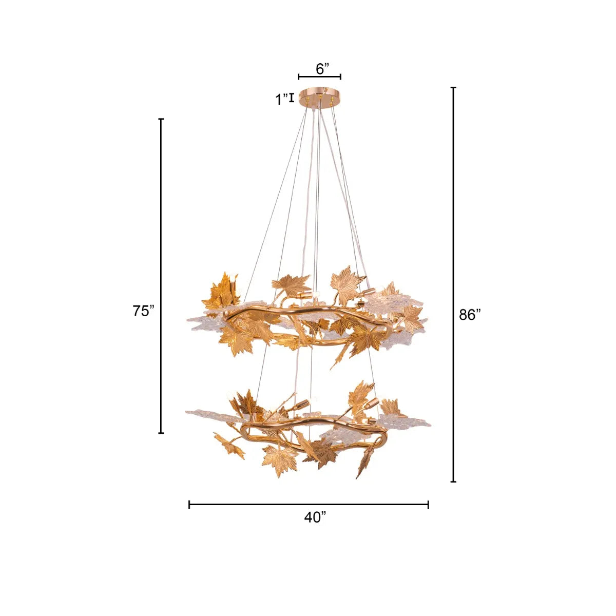 Falling For Flowers Chandelier in gold finish