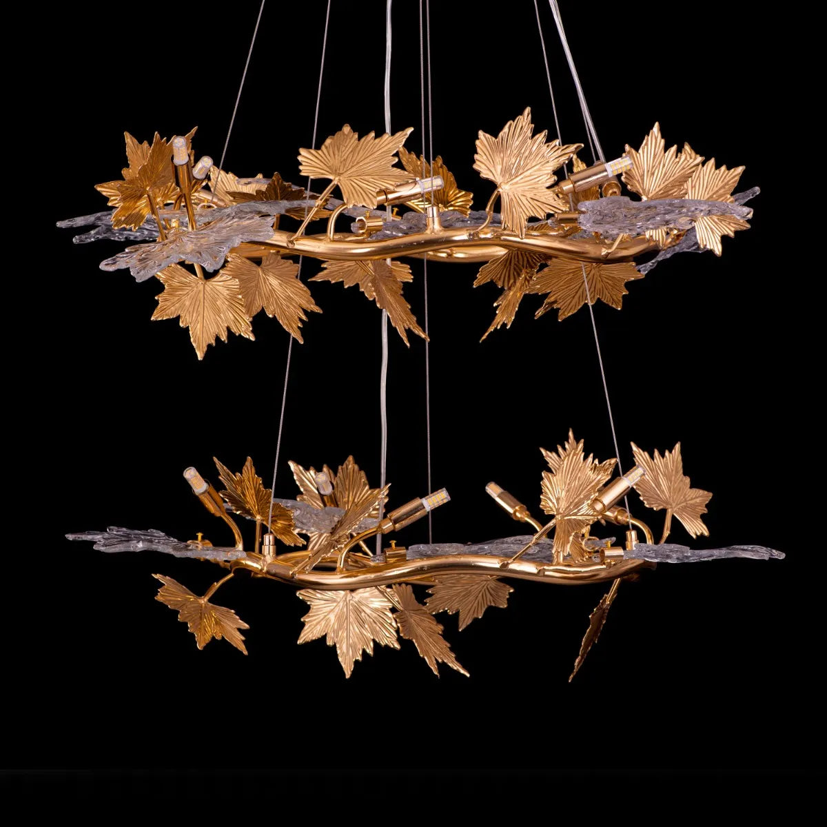 Falling For Flowers (Large, Gold) 1,2-Layer Tree Branch Crystal Chandelier