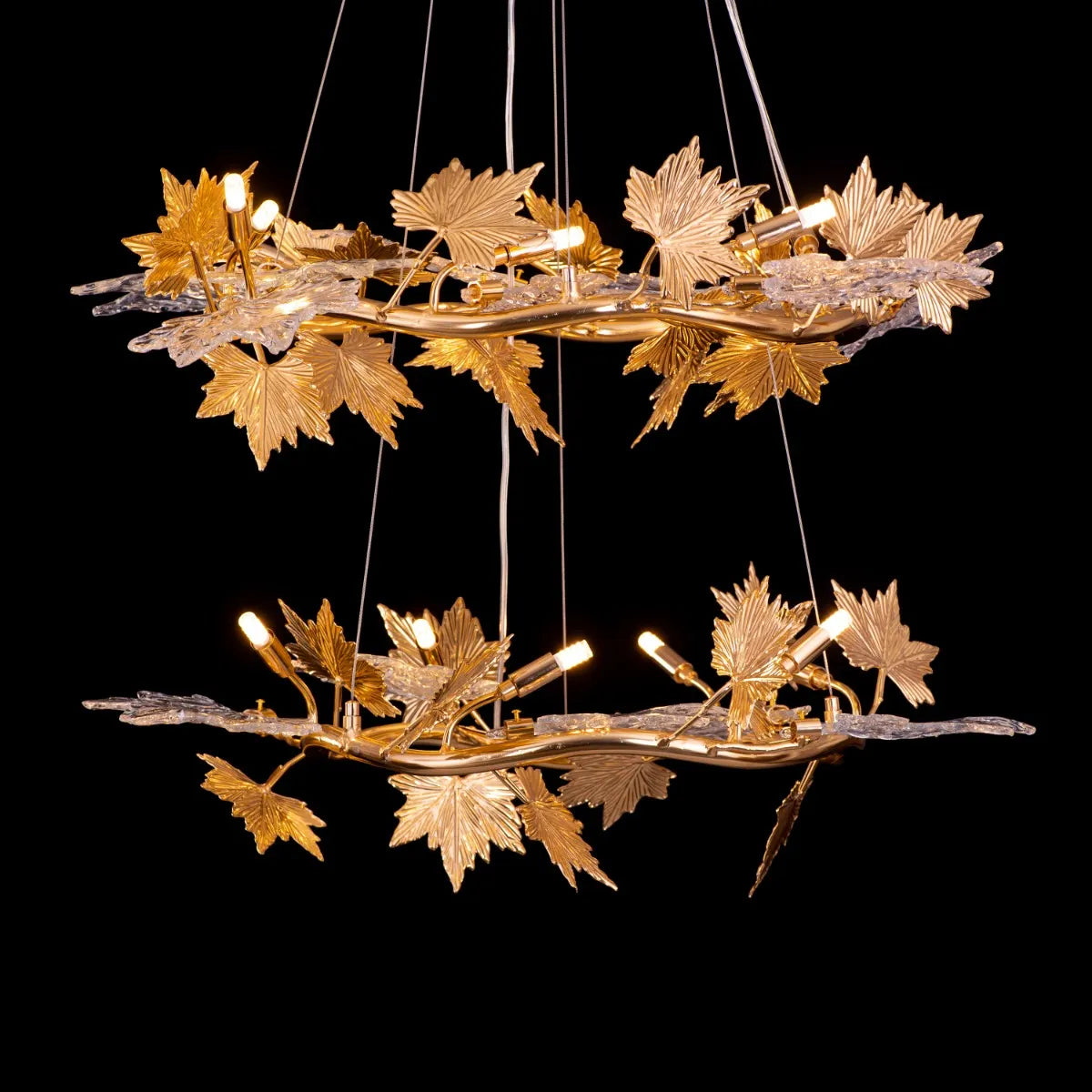Falling For Flowers (Large, Gold) 1,2-Layer Tree Branch Crystal Chandelier