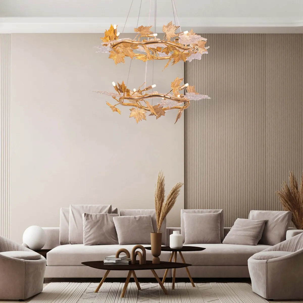 Falling For Flowers Chandelier in gold finish