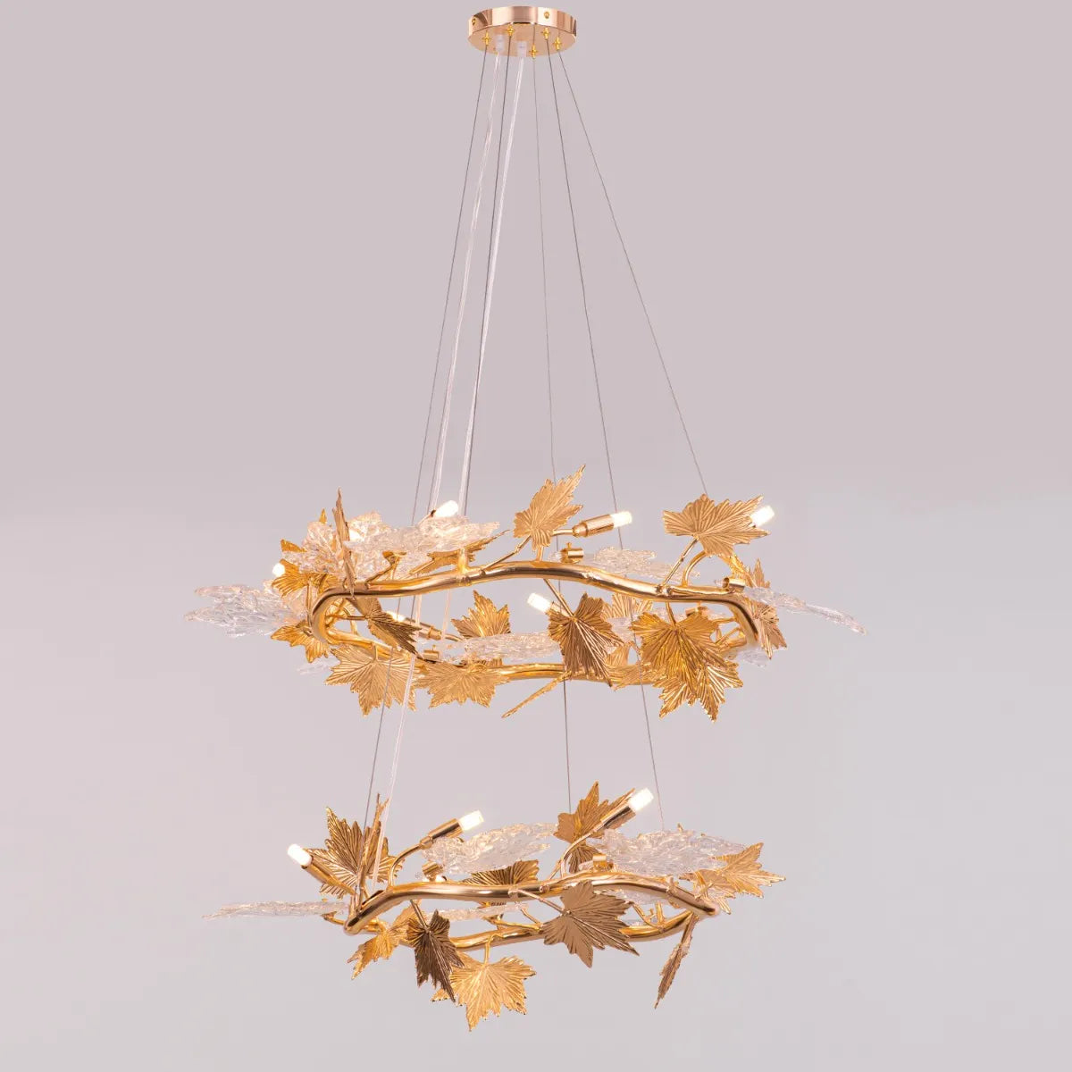 Falling For Flowers (Large, Gold) 1,2-Layer Tree Branch Crystal Chandelier
