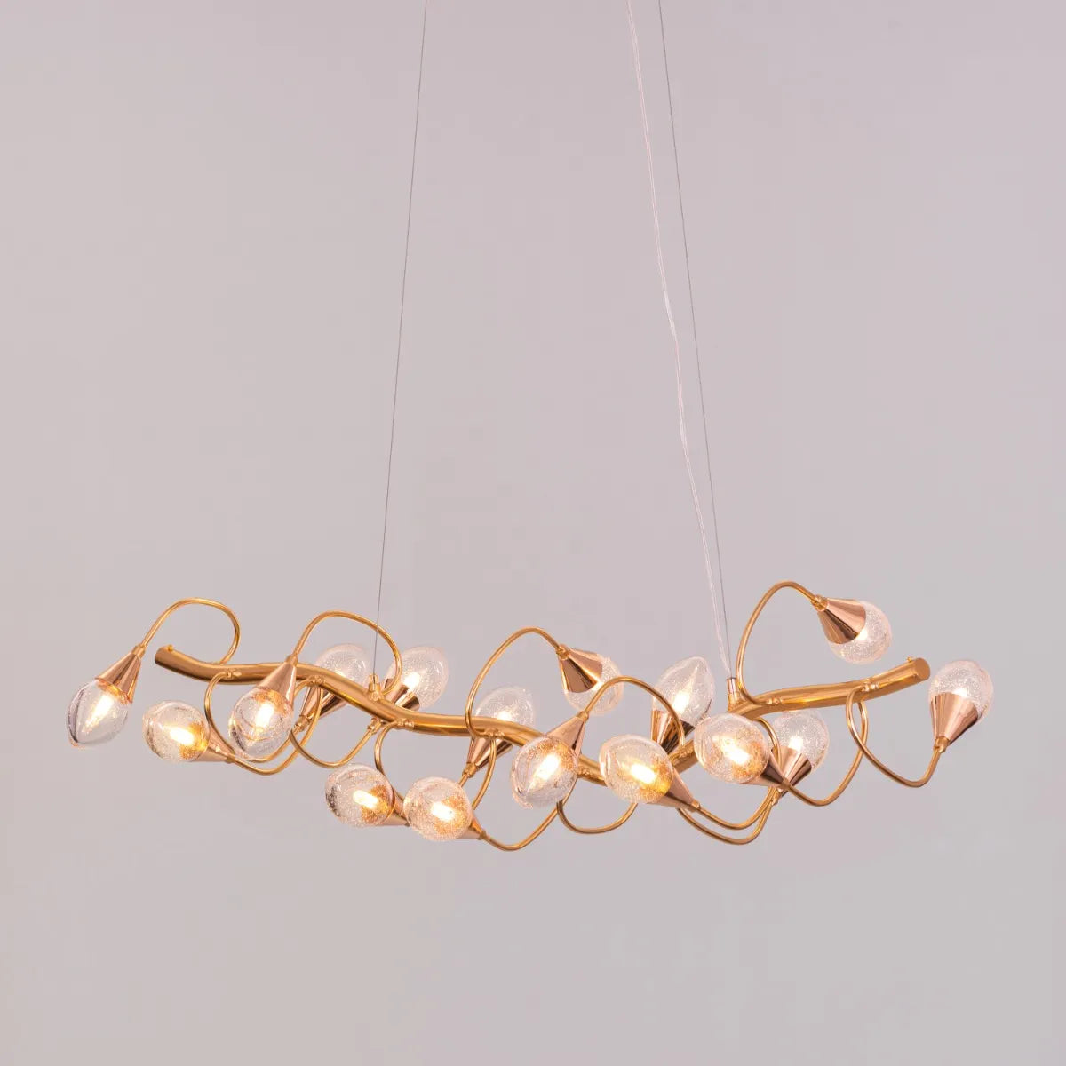 Fields Forever (Large, Gold) Tree Branch Bubble Glass Chandelier