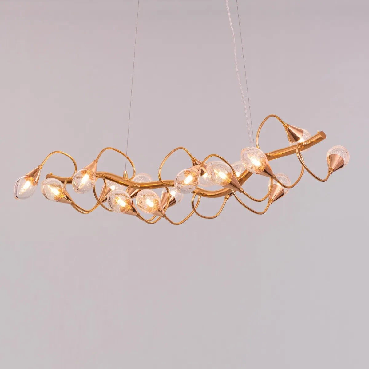 Fields Forever (Large, Gold) Tree Branch Bubble Glass Chandelier