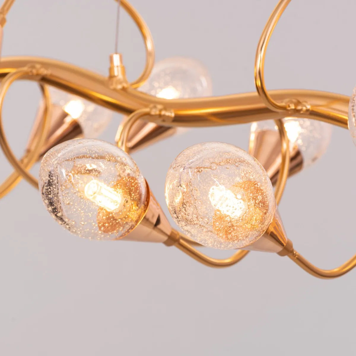 Fields Forever (Large, Gold) Tree Branch Bubble Glass Chandelier