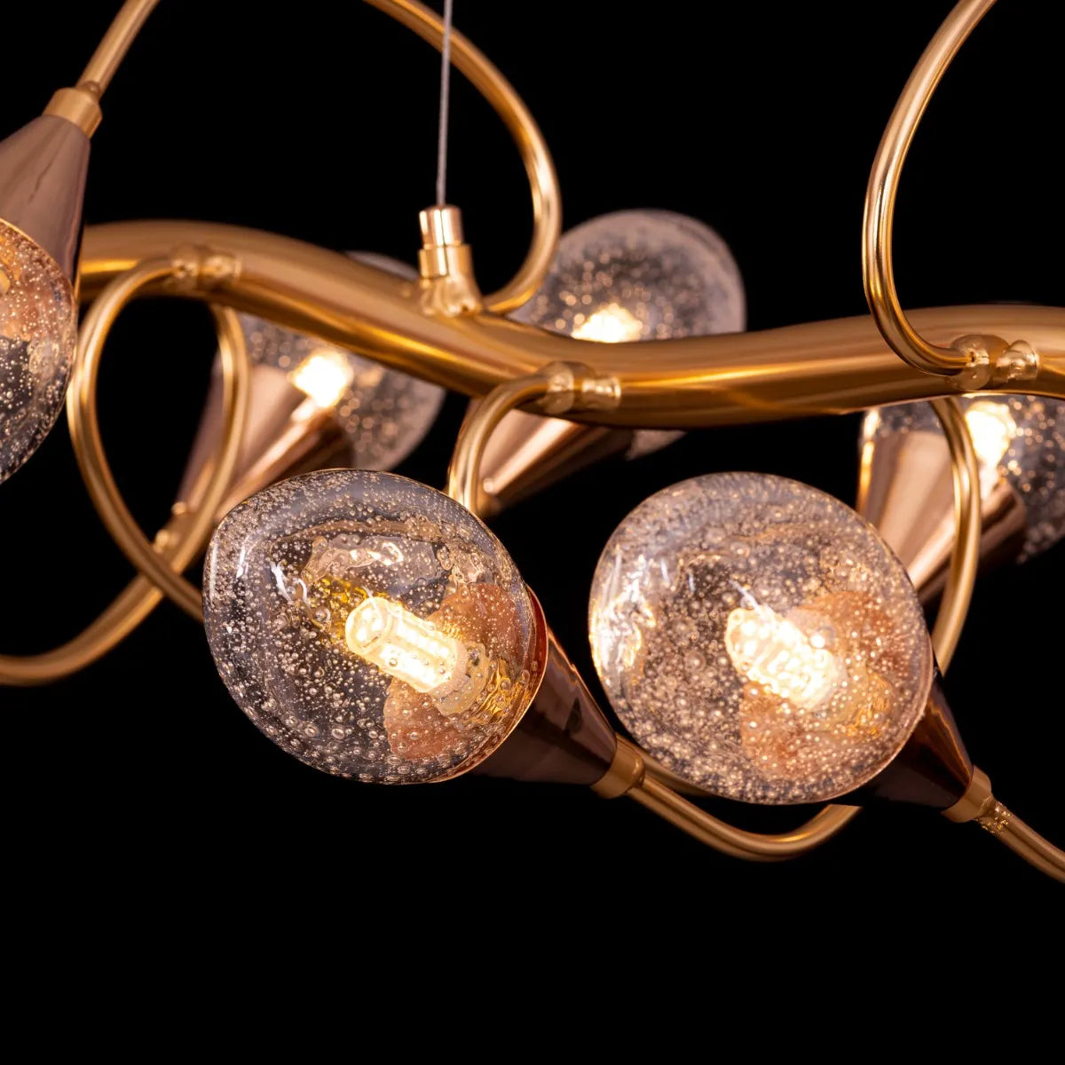 Fields Forever (Large, Gold) Tree Branch Bubble Glass Chandelier