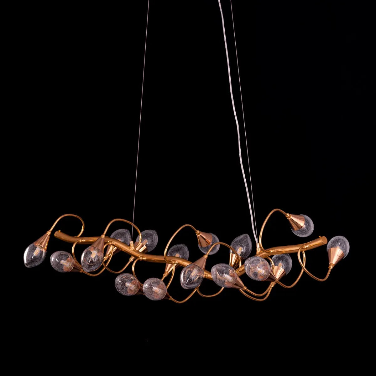 Fields Forever (Large, Gold) Tree Branch Bubble Glass Chandelier