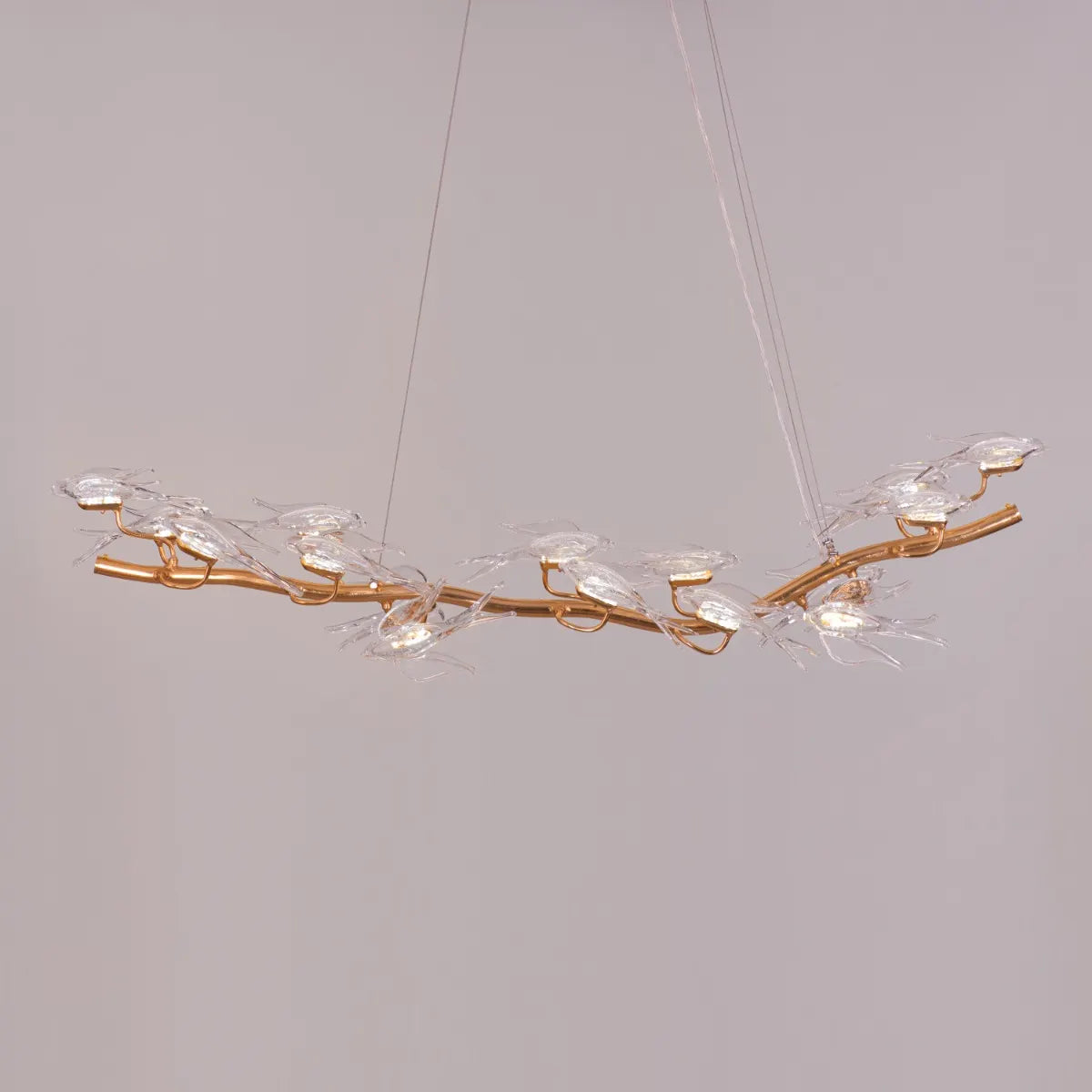 Birds Of Paradise (Large, Gold, Dimmable LED with Remote Control) Chandelier