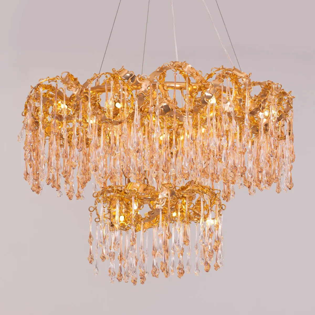 Stardust (Medium, Amber) 2-Layer Crystal Chandelier