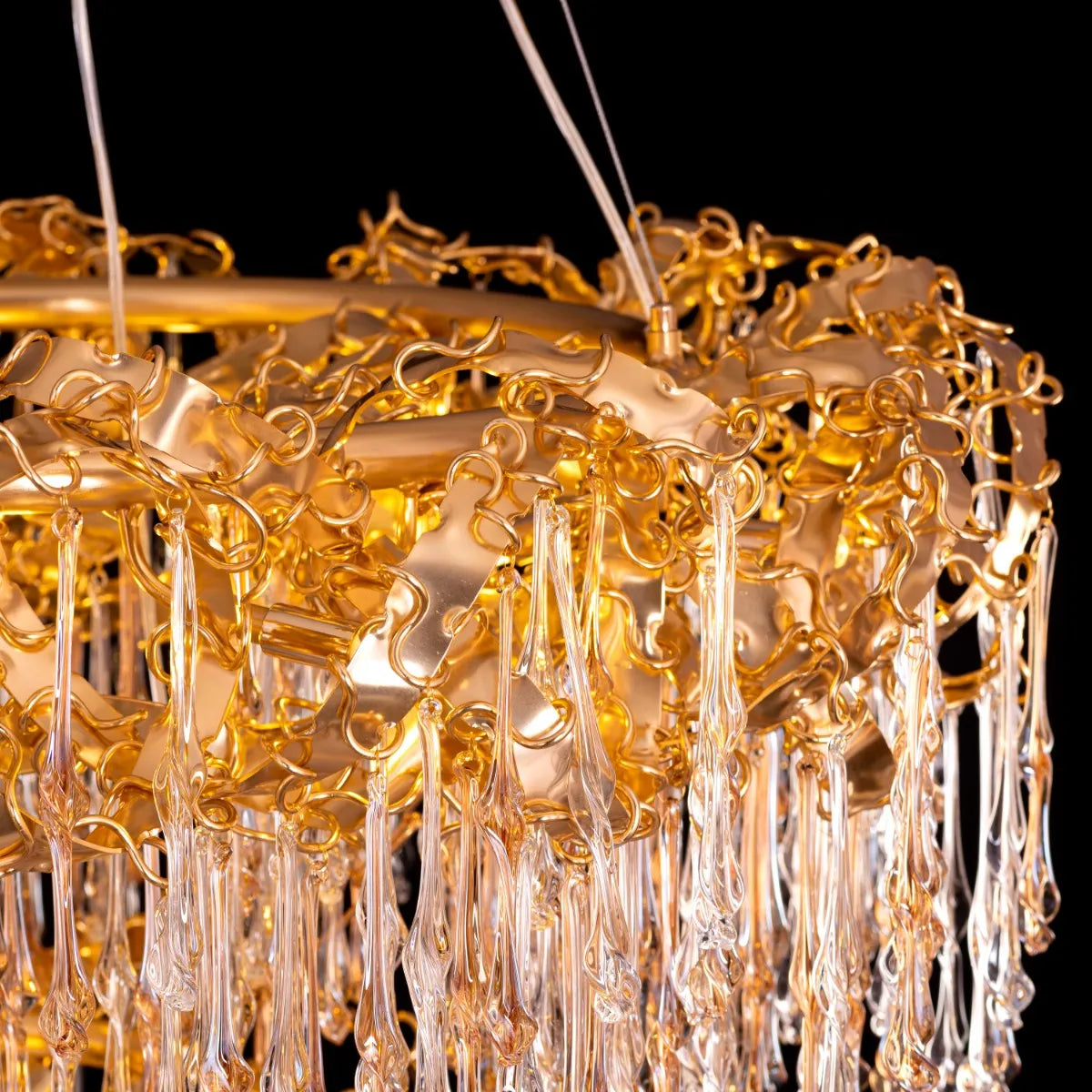 Stardust (Medium, Amber) 2-Layer Crystal Chandelier
