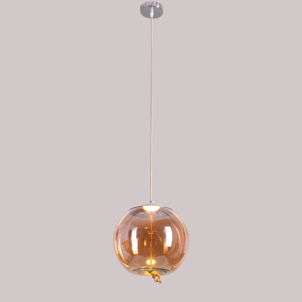 Sophisticated Motivation Pendant Light Featuring Beautiful Amber Glass and Smart Built-In LED