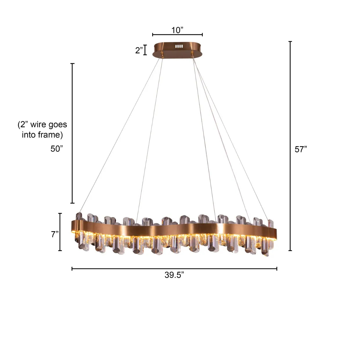 Start From Scratch long crystal chandelier illuminating a grand, open-concept living space