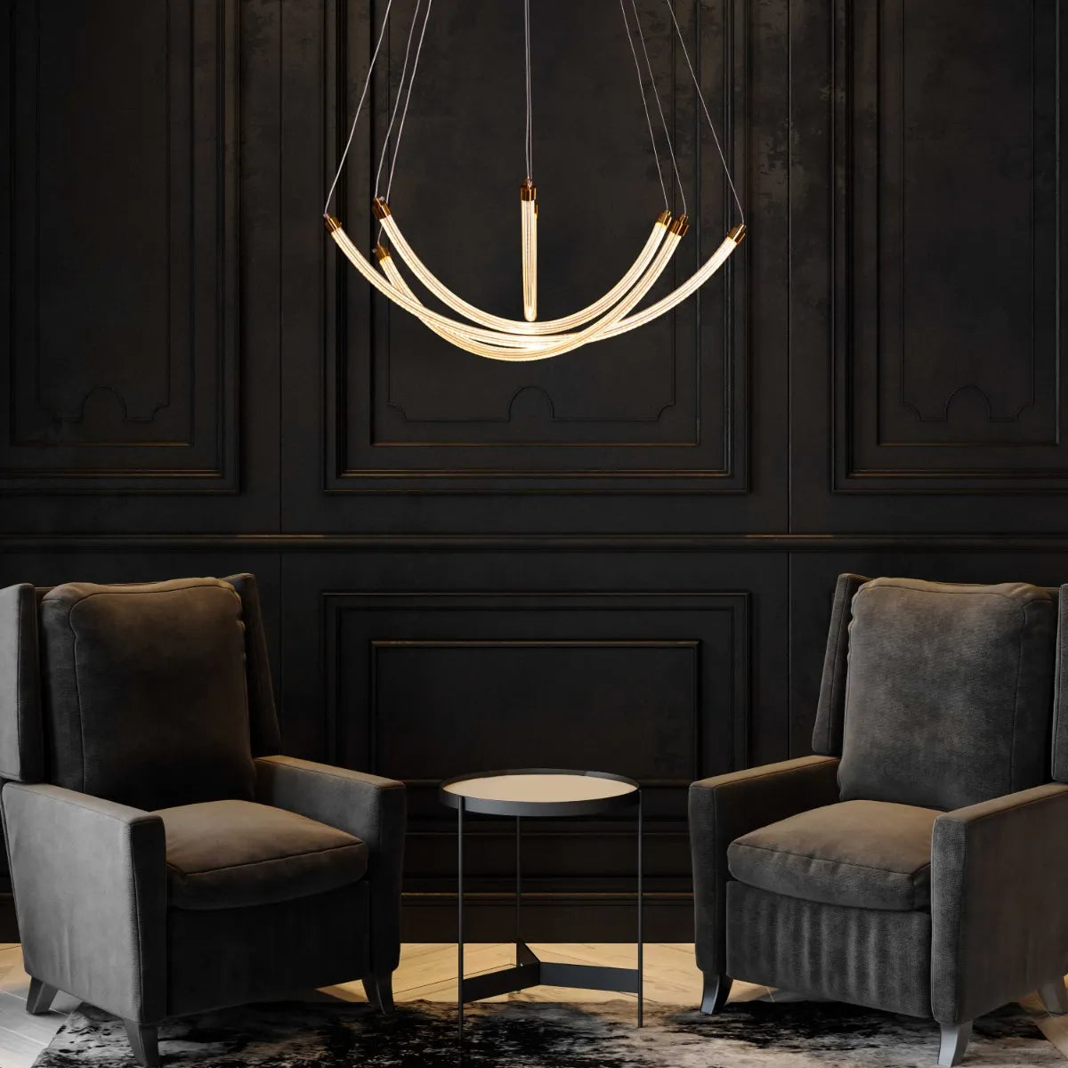 Quick Fix Chandelier: A dimmable LED chandelier with a remote control for customizable illumination.