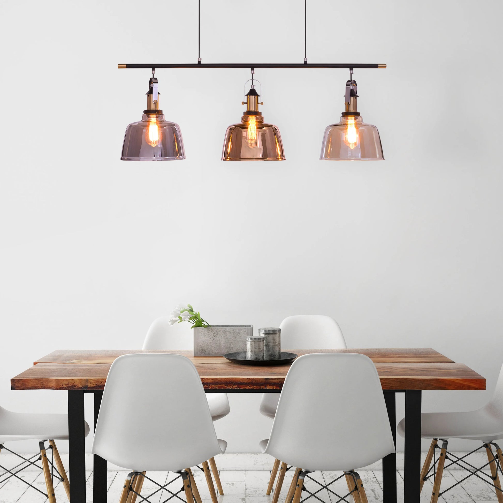 Royal Tea Pendant Light with smokey grey, copper, and amber finish