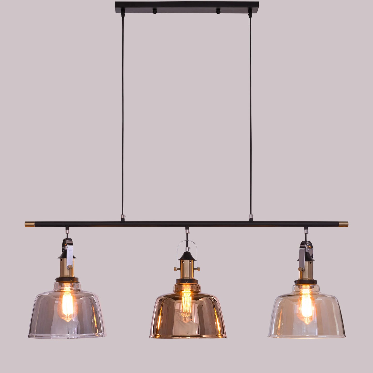 Royal Tea Pendant Light with smokey grey, copper, and amber finish